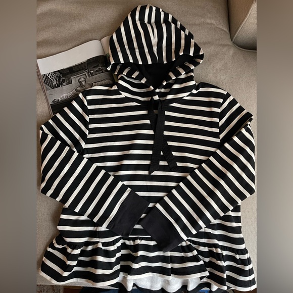 New Kate Spade Broome Street Striped Hooded Sweatshirt In Black/White Size L - Picture 3 of 11